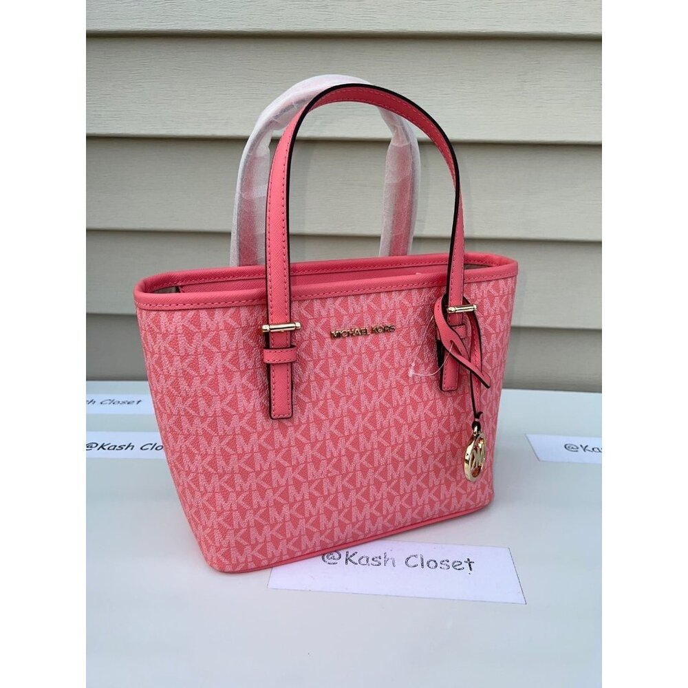 Michael Kors tote carryall handbag xs convertible top zip crossbody Grapefruit - Picture 2 of 11